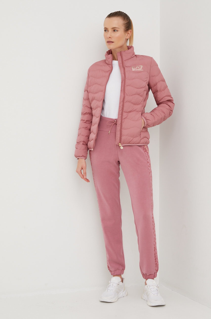 

Спортивные штаны EA7 Emporio Armani женские цвет розовый с принтом