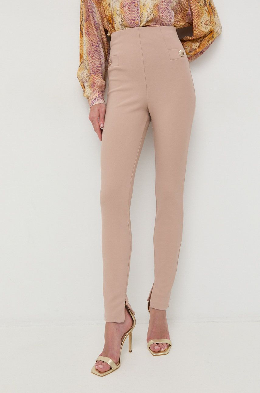 E-shop Kalhoty Marciano Guess dámské, béžová barva, přiléhavé, medium waist