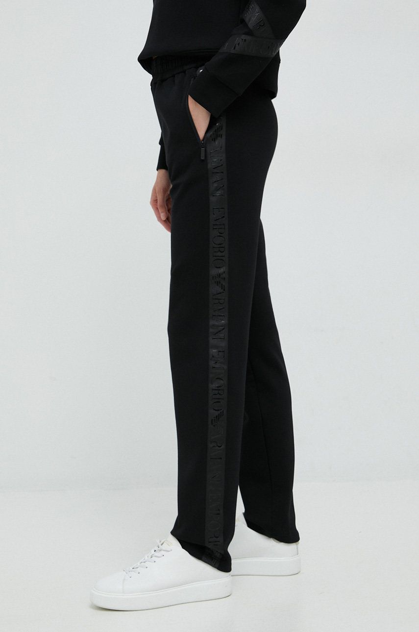 Emporio Armani spodnie damskie kolor czarny proste medium waist