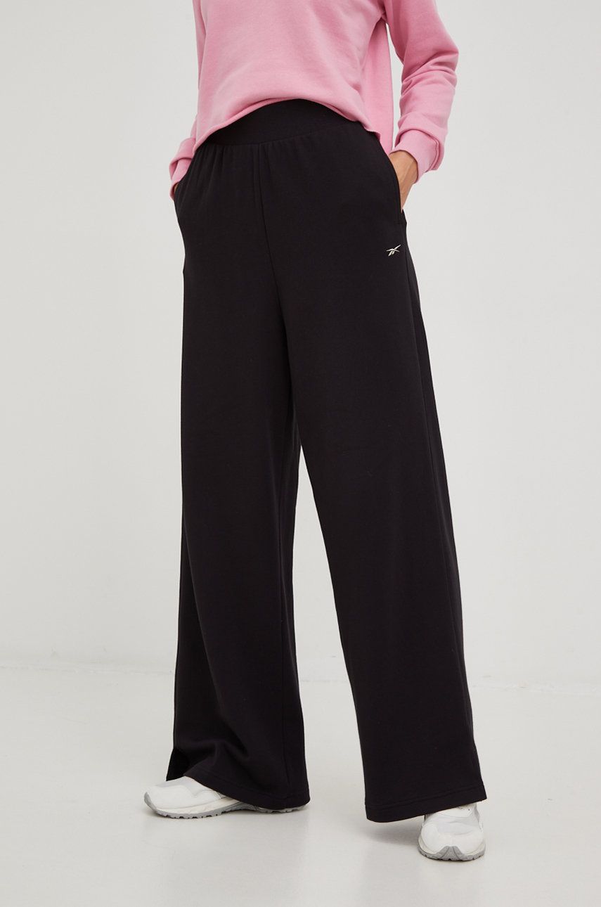 Reebok Classic spodnie dresowe bawełniane damskie kolor czarny gładkie