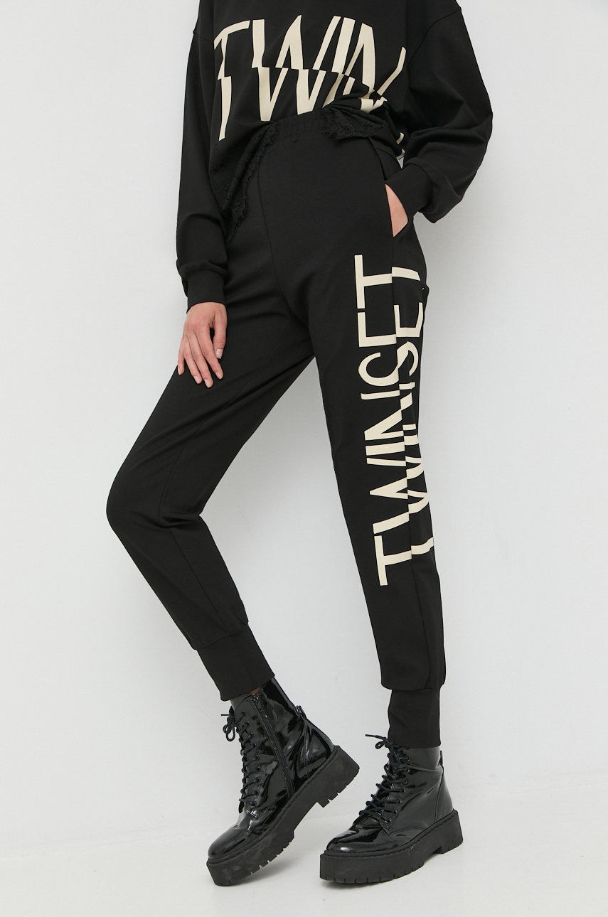 

Спортен панталон Twinset в черно , с висока талия, Черен