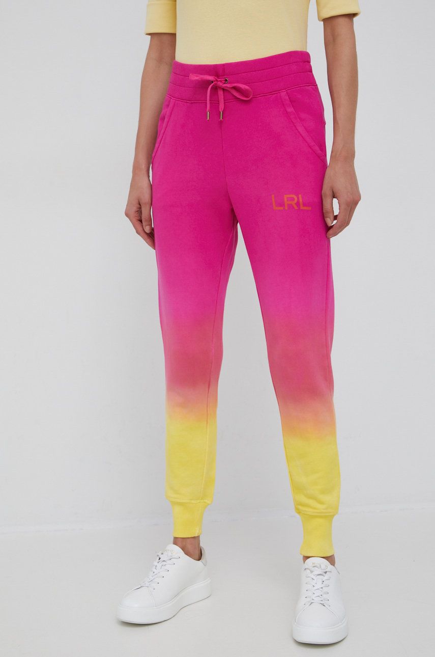Lauren Ralph Lauren spodnie dresowe bawełniane damskie z nadrukiem