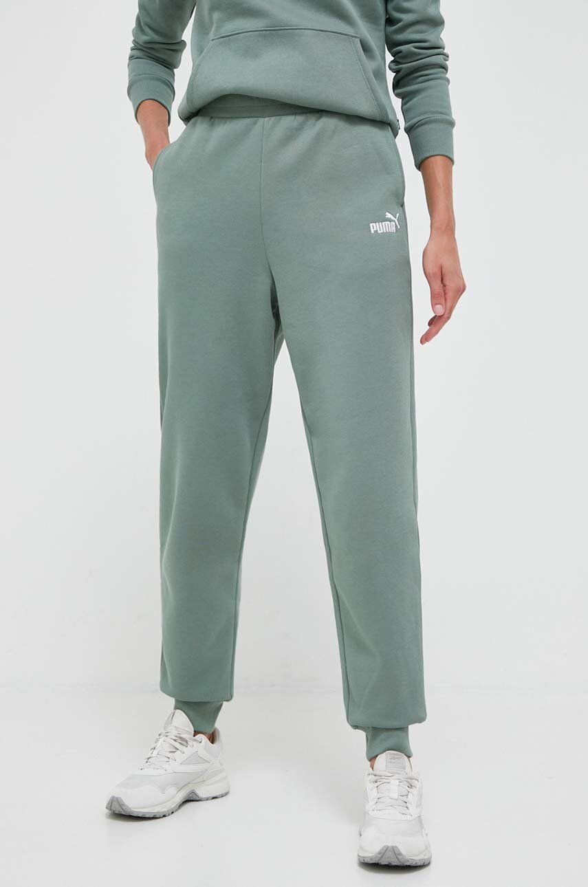 Puma Pantaloni Femei, Culoarea Verde, Neted