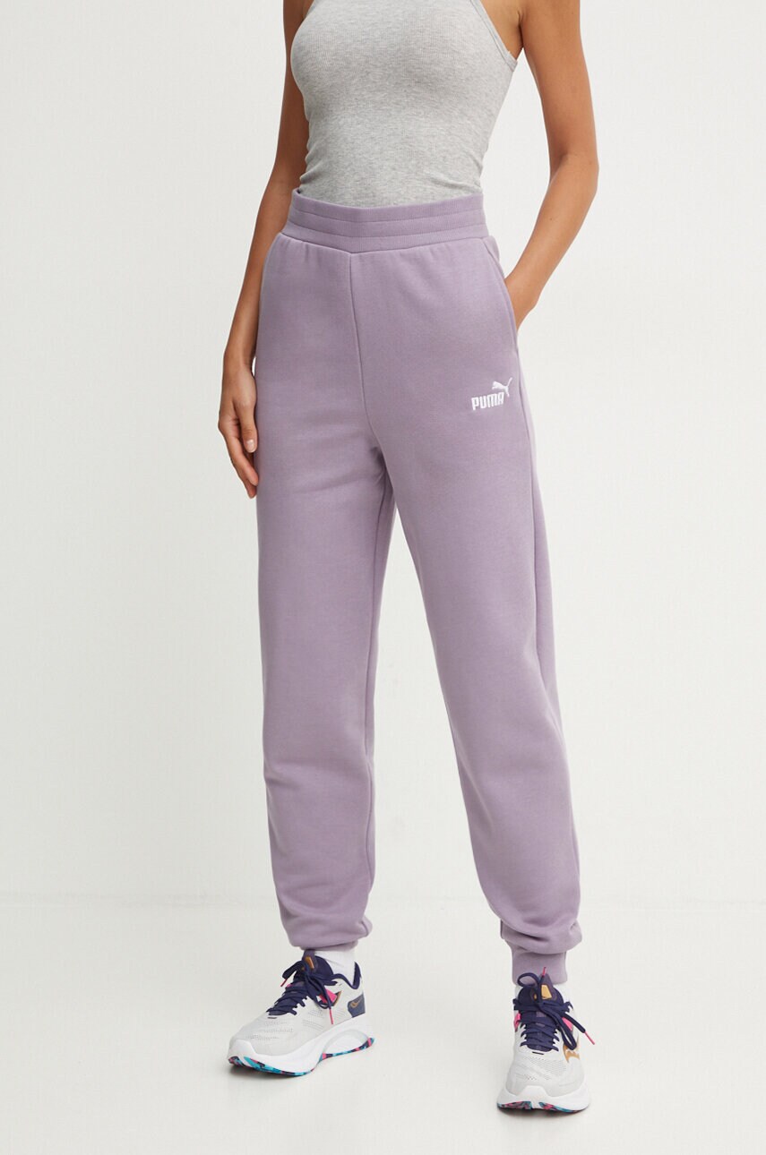 Puma pantaloni femei, culoarea violet, neted