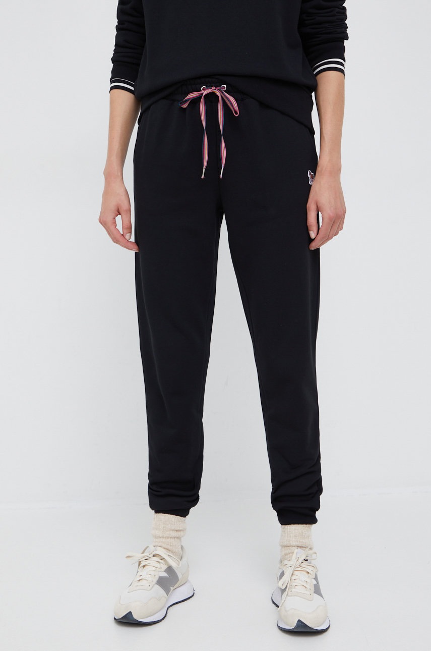 Ps Paul Smith Pantaloni De Trening Din Bumbac Femei, Culoarea Negru, Neted