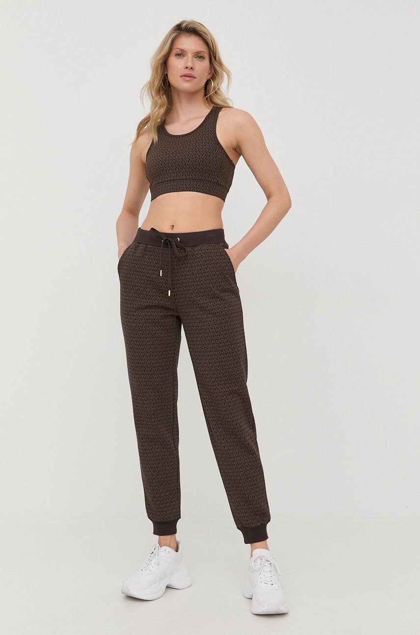 Michael michael kors pantaloni de trening femei, culoarea maro, modelator
