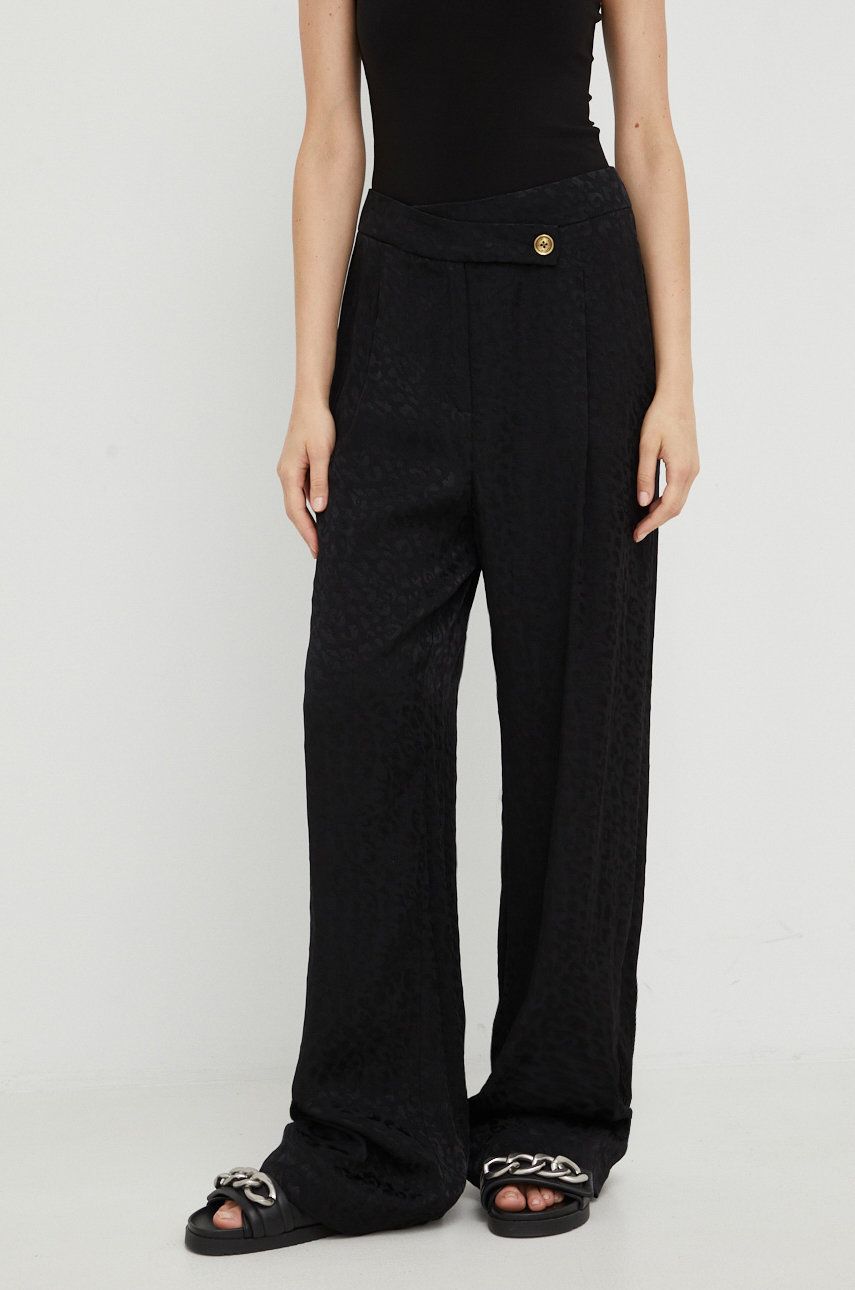 MICHAEL Michael Kors pantaloni femei, culoarea negru, lat, high waist