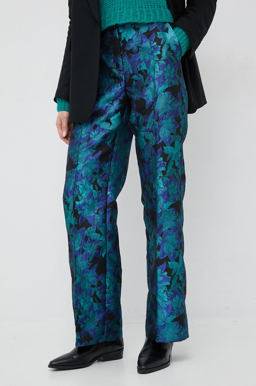 Y.a.s pantaloni limira femei, culoarea turcoaz, lat, high waist