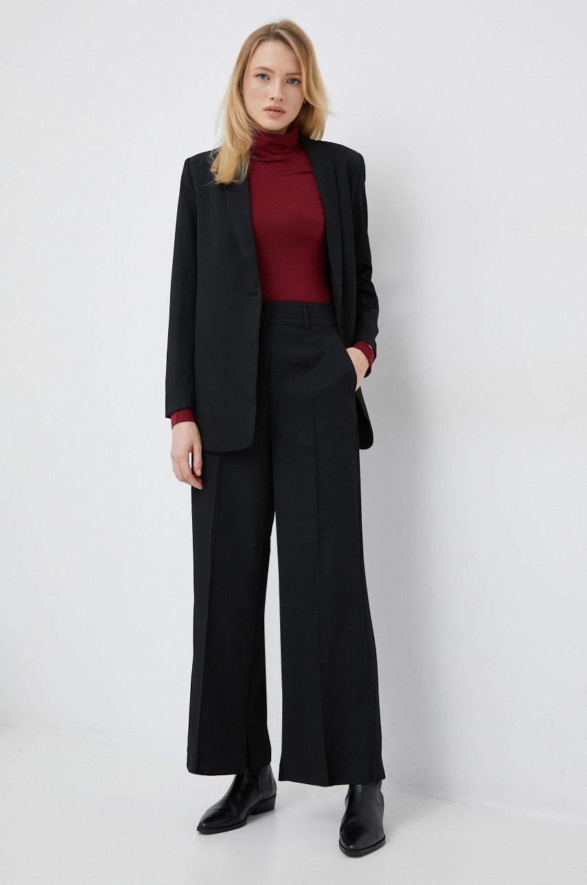 Y.A.S spodnie Deeply damskie kolor czarny proste high waist
