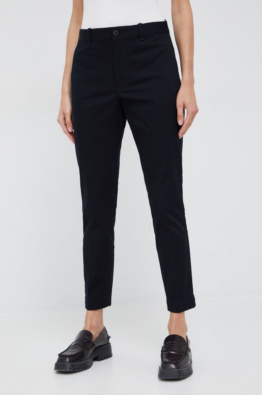 Polo Ralph Lauren spodnie damskie kolor czarny fason chinos high waist