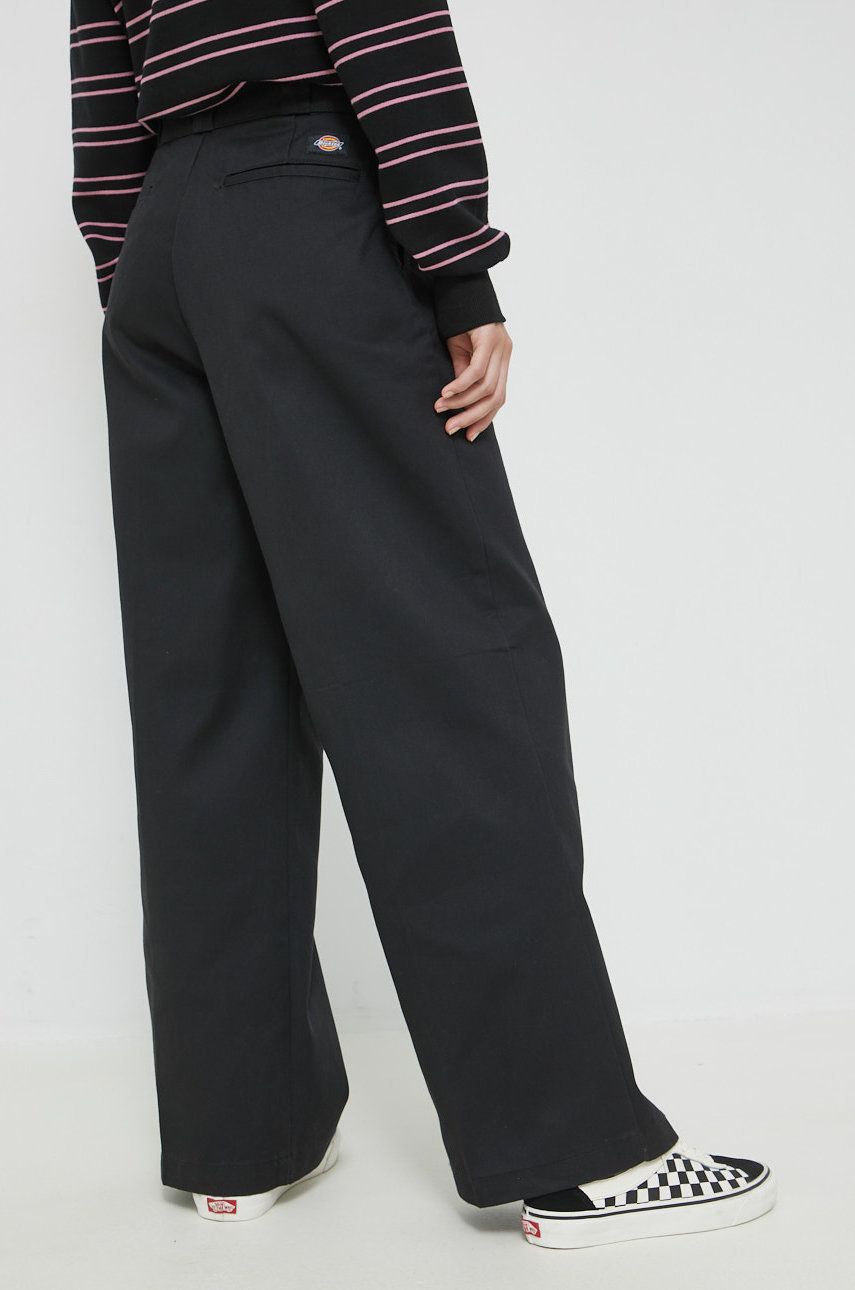 Dickies Pantaloni Femei, Culoarea Negru, Lat, High Waist