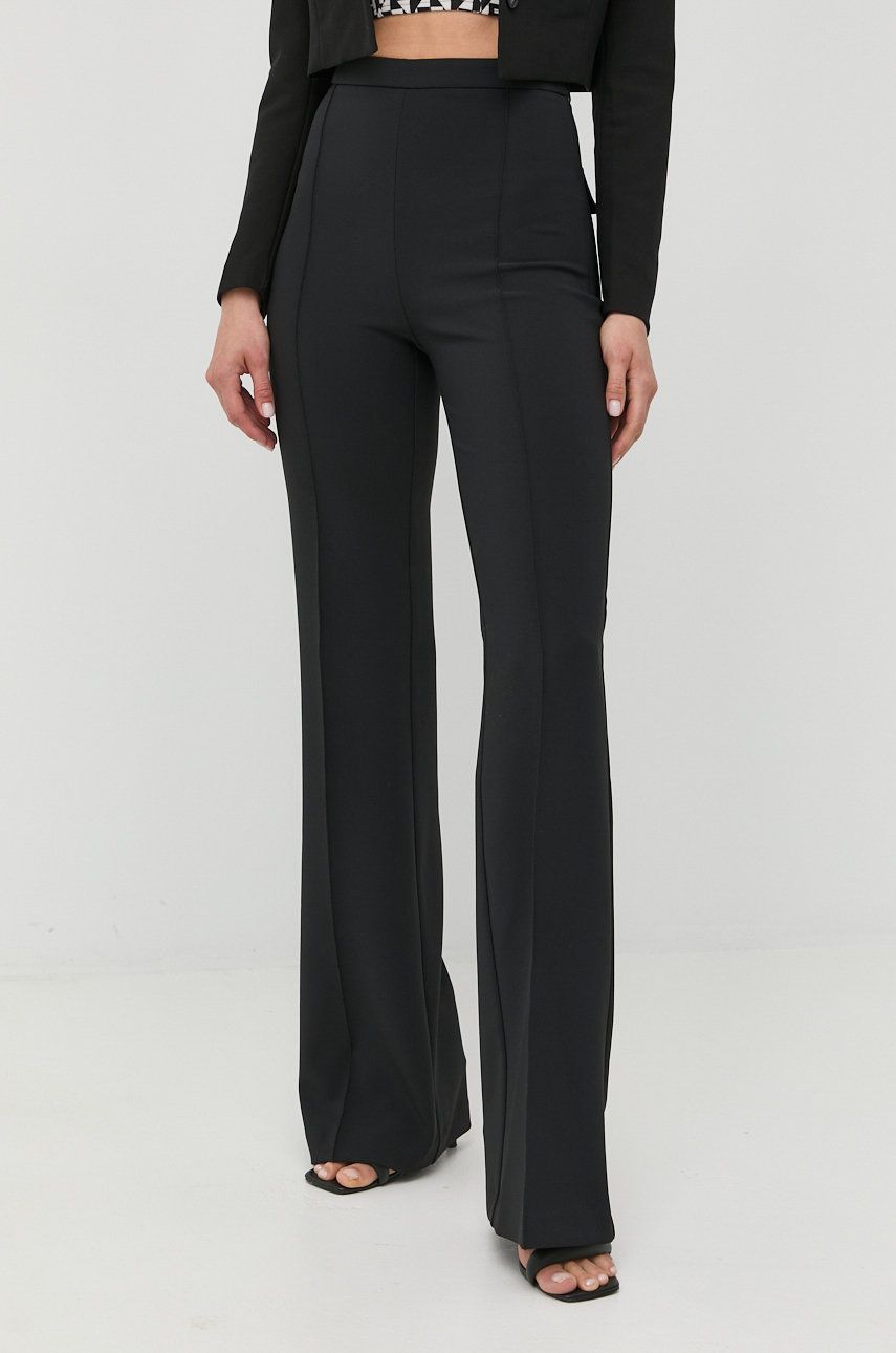 Elisabetta Franchi spodnie damskie kolor czarny szerokie high waist