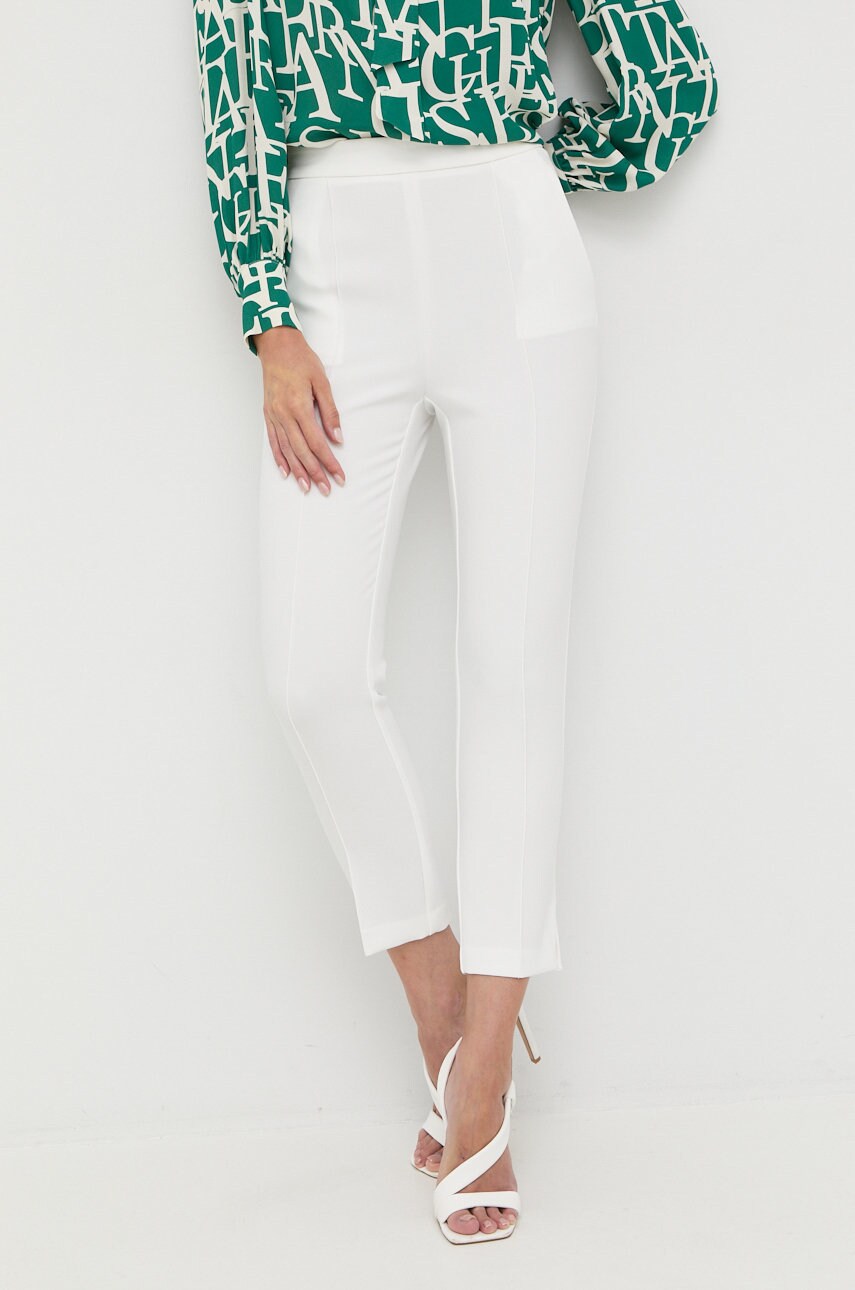 Elisabetta franchi pantaloni femei, culoarea alb, fason tigareta, high waist
