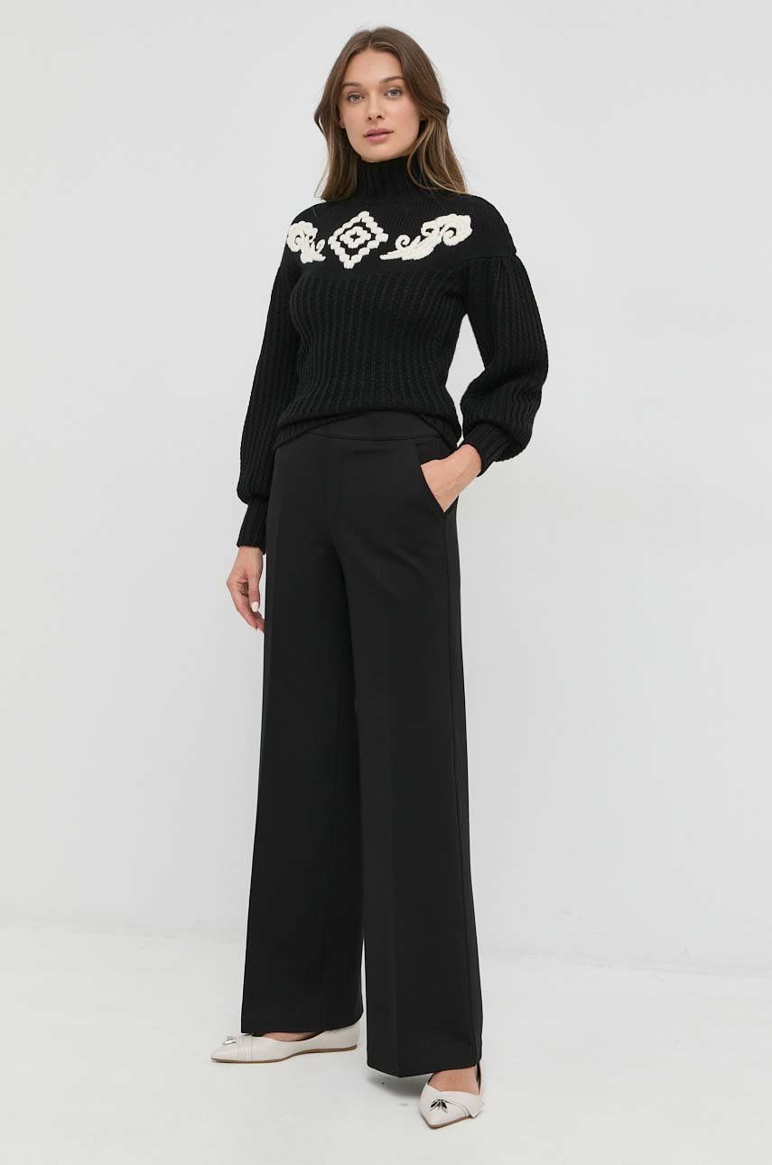 Levně Kalhoty Spanx dámské, černá barva, široké, high waist