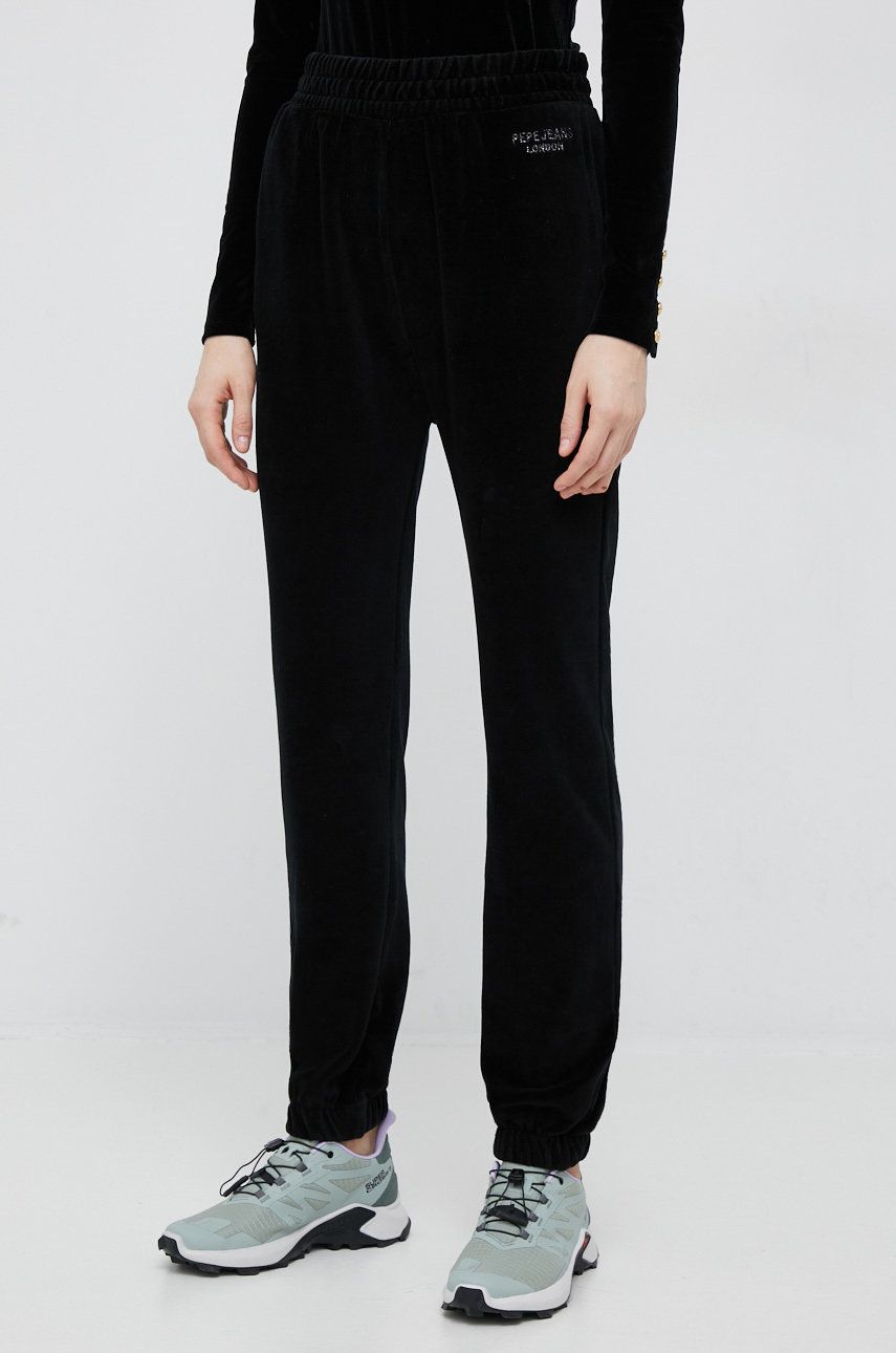 Pepe Jeans pantaloni de trening Cora femei, culoarea negru, neted answear.ro imagine megaplaza.ro