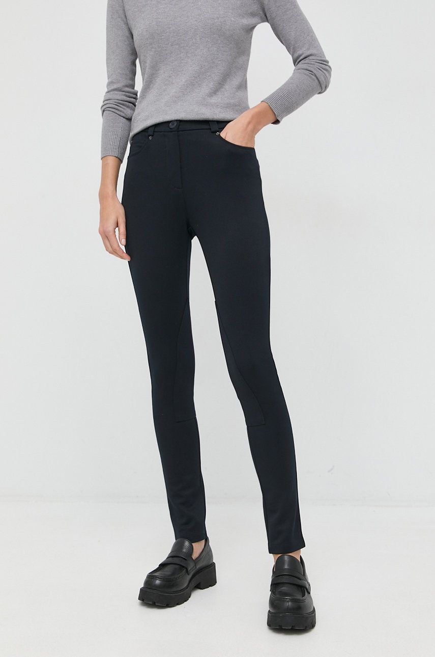 MAX&Co. pantaloni femei, culoarea albastru marin, mulata, high waist