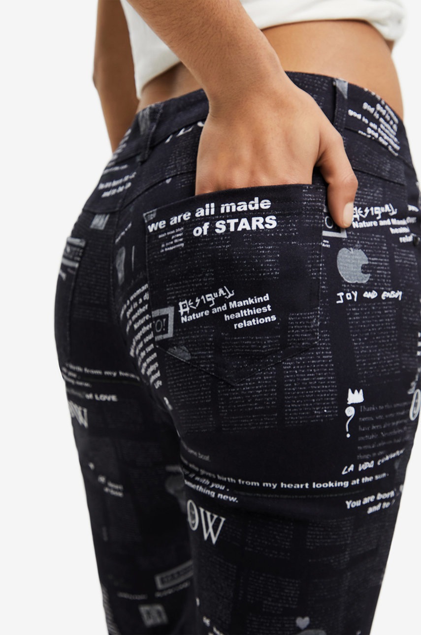 

Брюки Desigual женские цвет чёрный облегающее высокая посадка