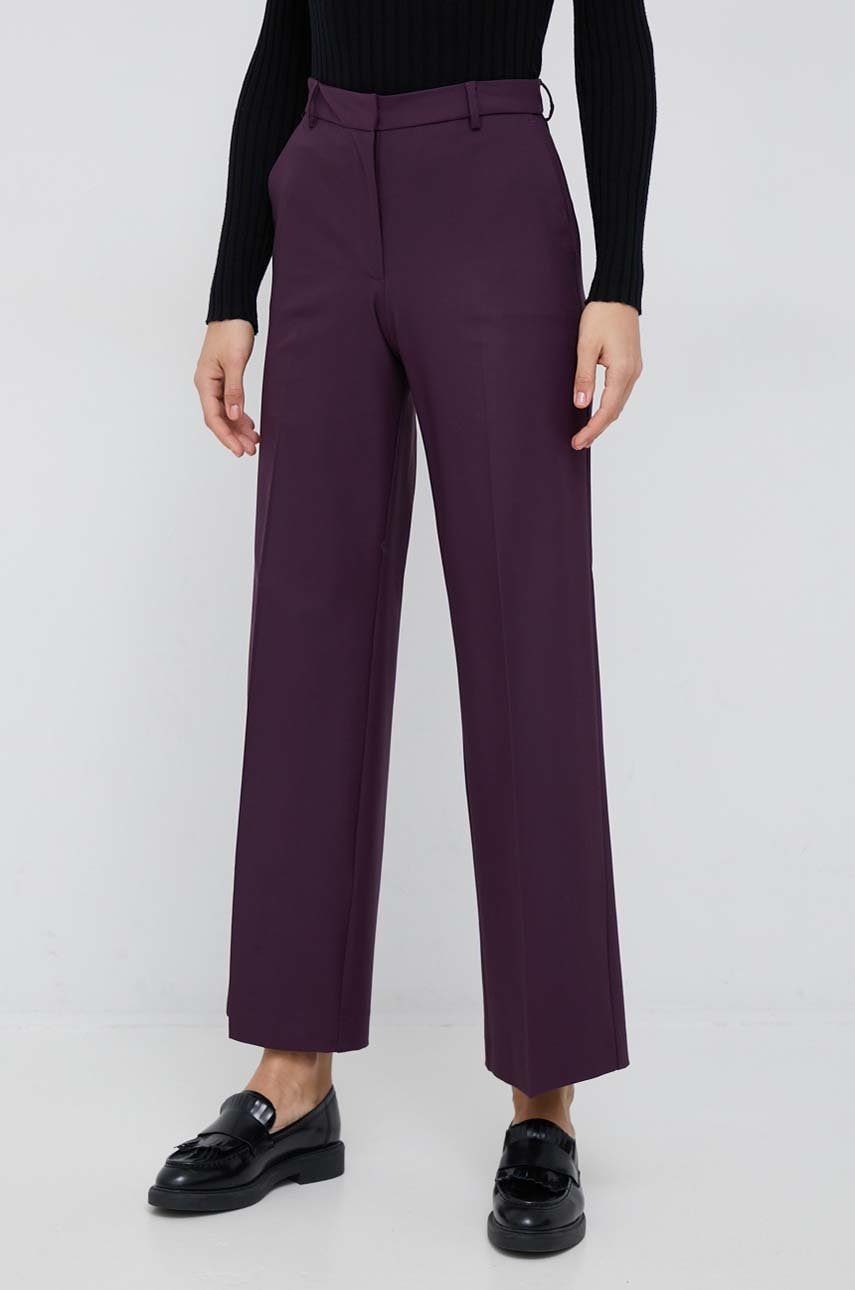 Selected femme pantaloni femei, culoarea violet, lat, high waist
