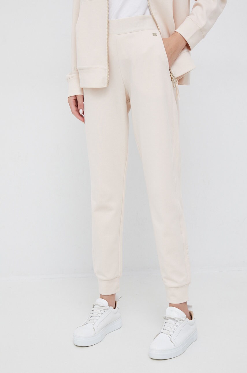 Joop! pantaloni de trening femei, culoarea bej, neted