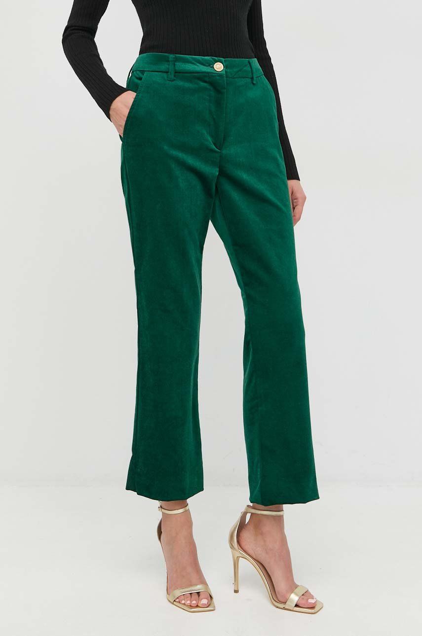 Marella pantaloni femei, culoarea verde, drept, medium waist answear.ro imagine noua