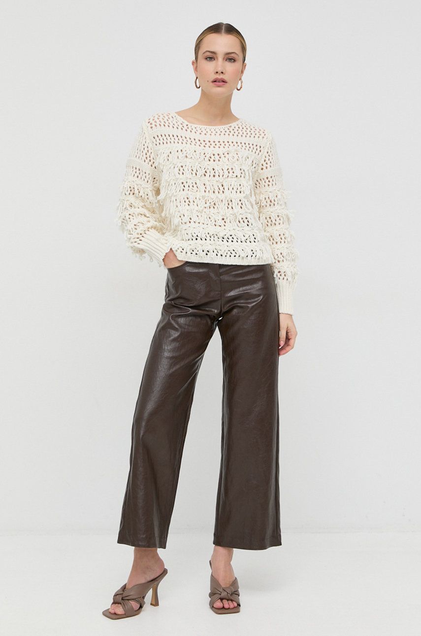 Marella pantaloni femei, culoarea maro, lat, high waist answear.ro imagine noua