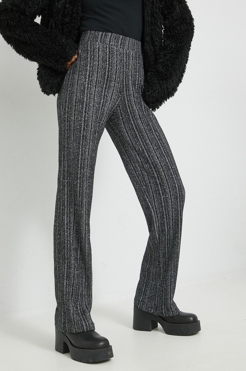 Noisy May pantaloni Eiza femei, culoarea negru, drept, high waist answear imagine noua