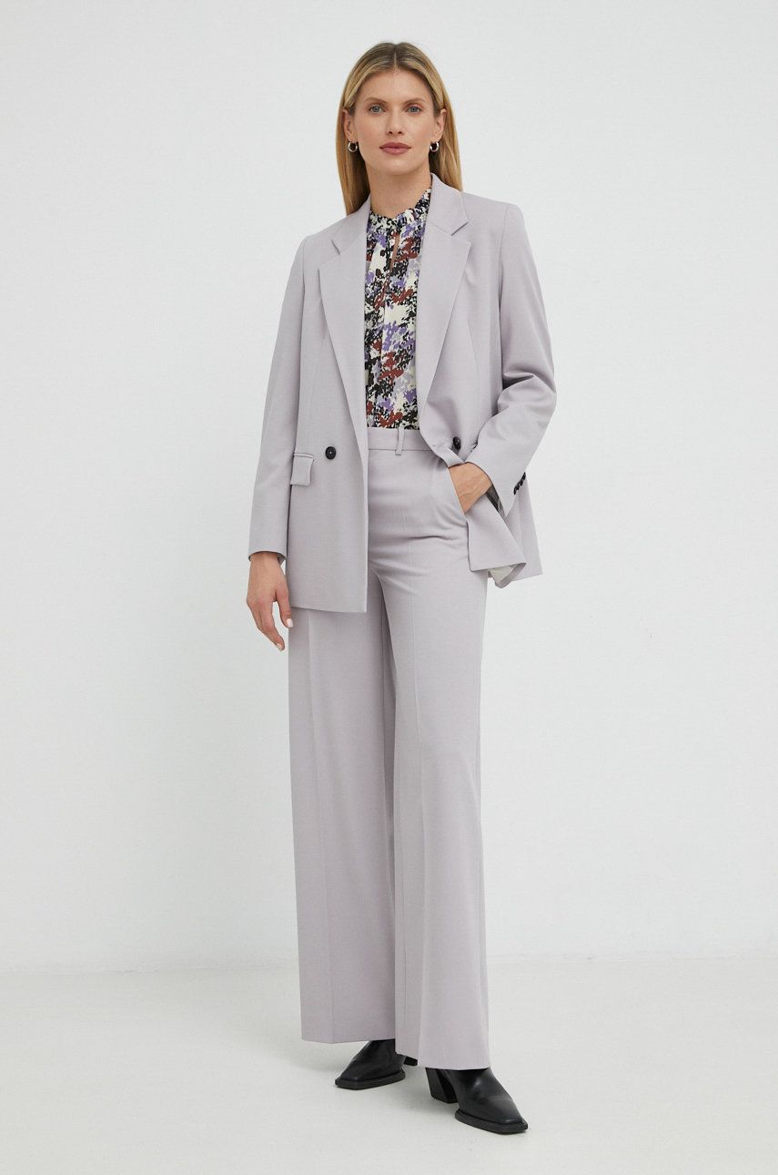 Drykorn pantaloni Grove femei, culoarea violet, lat, high waist answear.ro