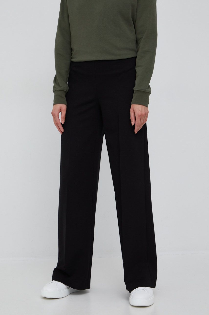 Drykorn pantaloni femei, culoarea negru, evazati, high waist answear.ro