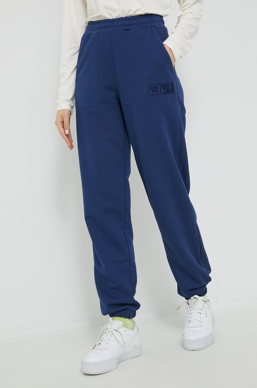 Fila pantaloni de trening femei, culoarea albastru marin, cu imprimeu