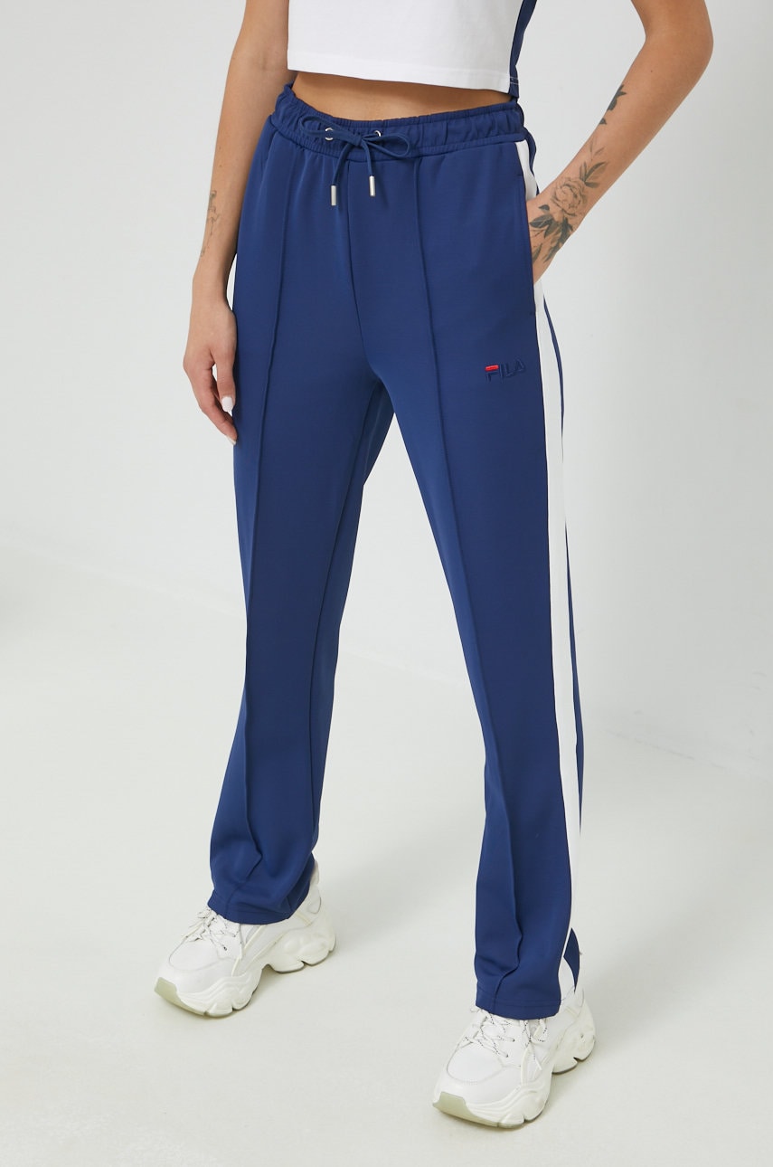 Fila Pantaloni De Trening Femei, Culoarea Albastru Marin, Cu Imprimeu