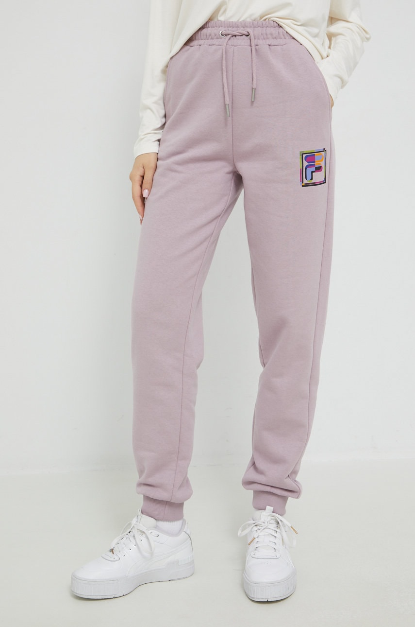 Fila Pantaloni Femei, Culoarea Roz, Neted