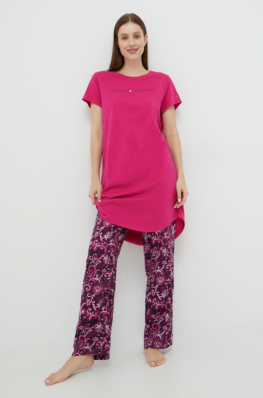 Tommy Hilfiger spodnie piżamowe damskie kolor fioletowy