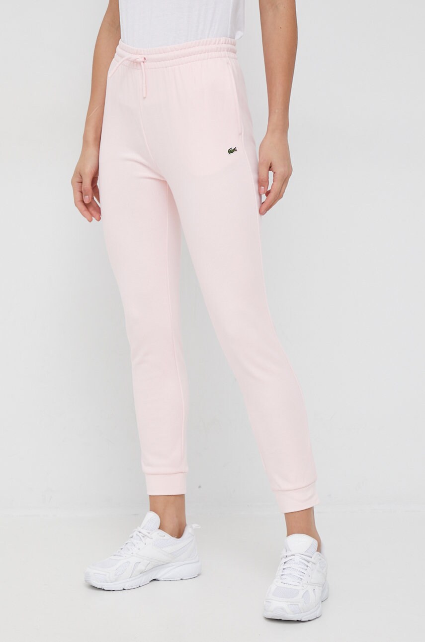 Lacoste pantaloni de trening femei, culoarea roz,