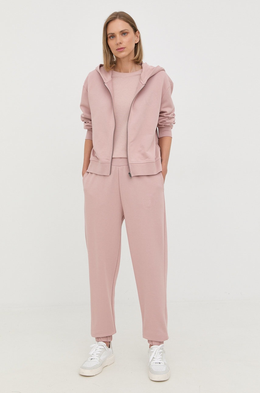 

Хлопковые спортивные штаны Trussardi женские цвет розовый однотонные