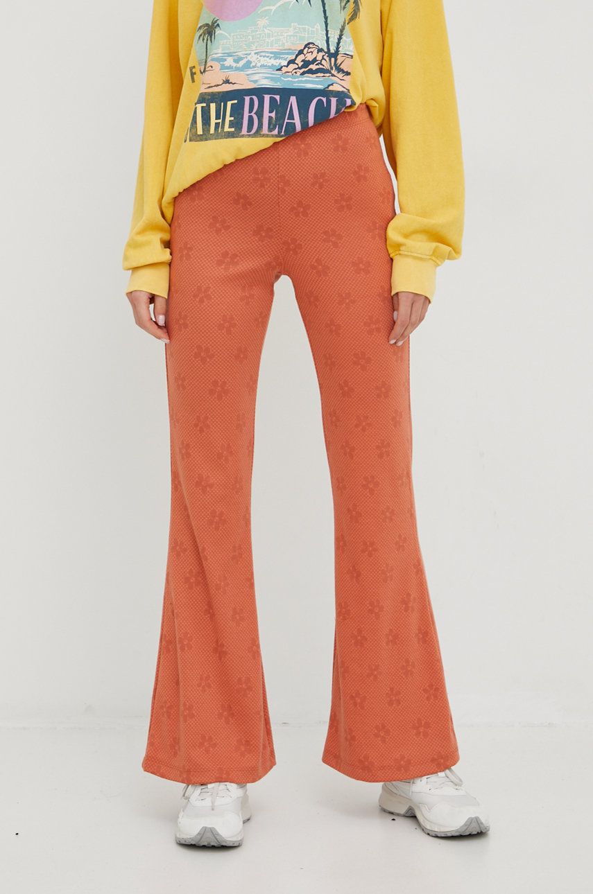 Billabong spodnie damskie kolor pomarańczowy dzwony medium waist