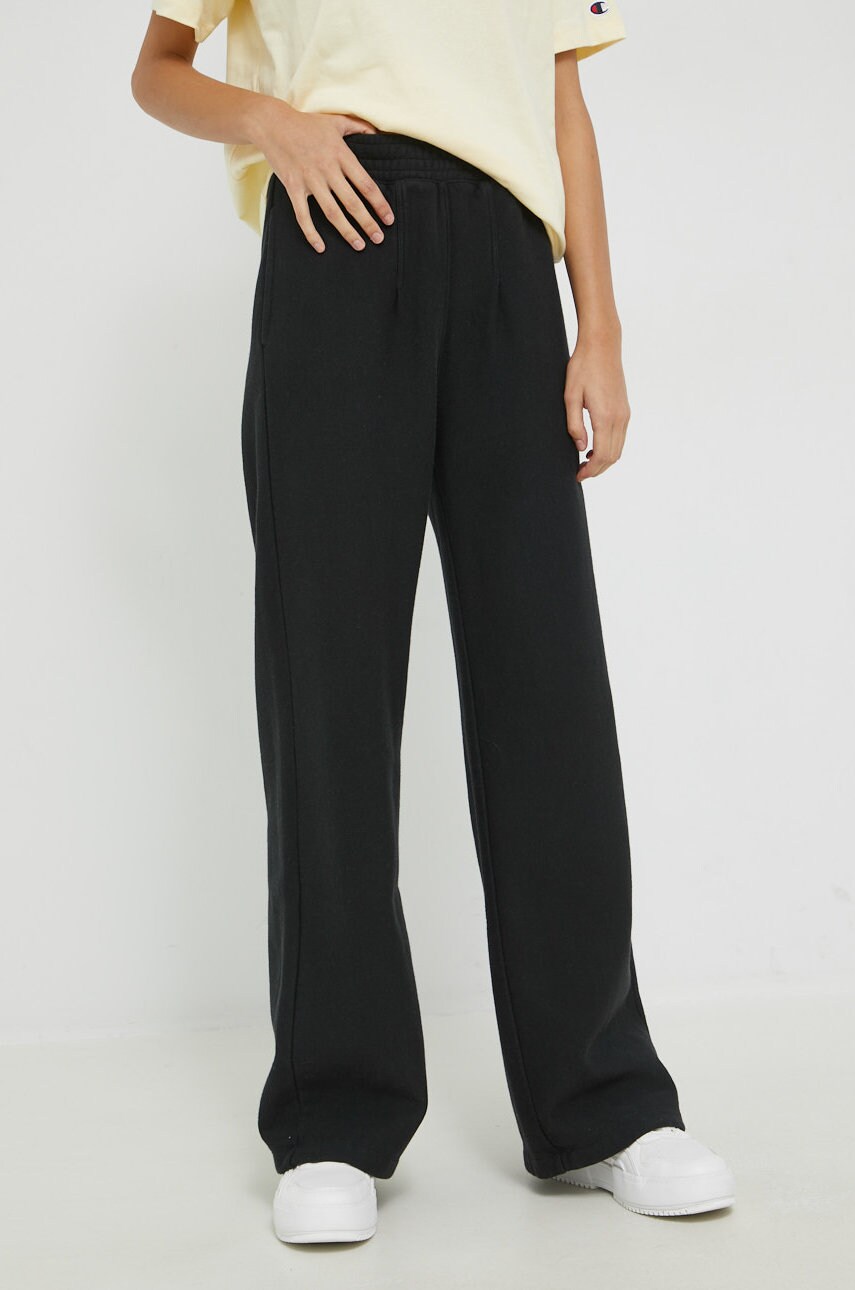 Champion pantaloni de trening femei, culoarea negru, neted
