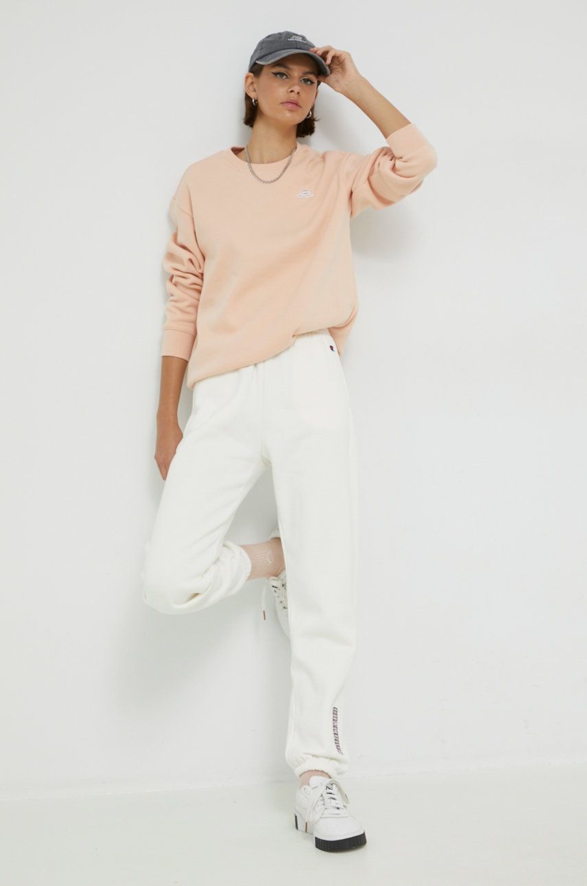 Kalhoty Champion dámské, béžová barva, hladké - béžová -  Hlavní materiál: 67% Bavlna