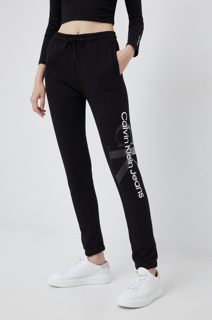 

Спортен панталон Calvin Klein Jeans в черно с изчистен дизайн, Черен