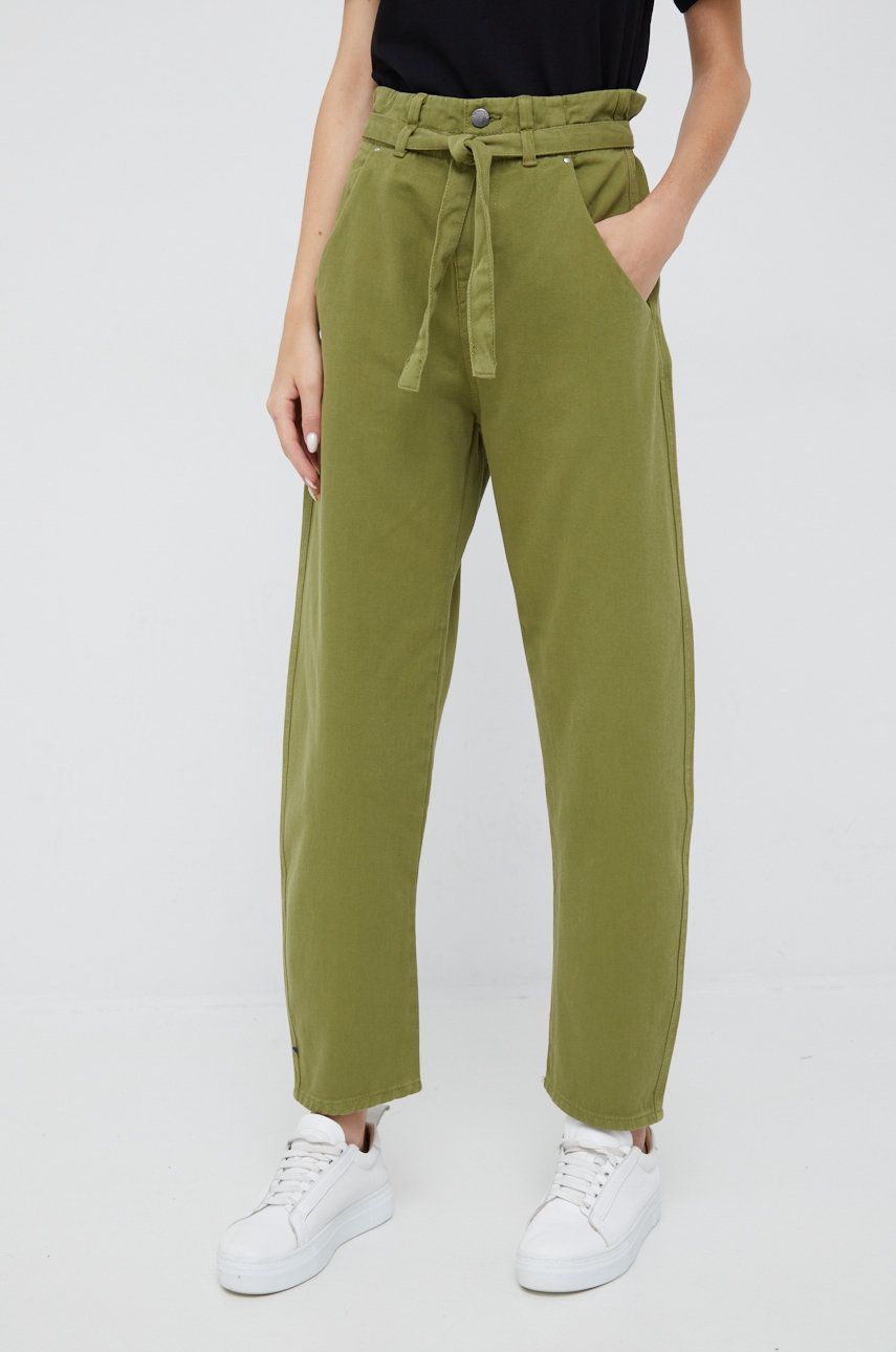 United Colors of Benetton jeansi femei, culoarea verde, medium waist answear.ro answear.ro