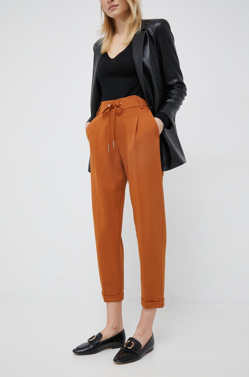 United colors of benetton pantaloni femei, culoarea maro, drept, high waist