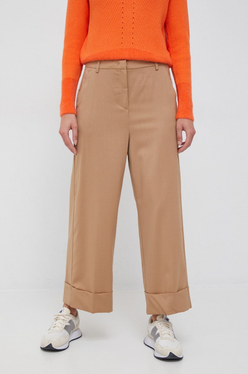 Pennyblack pantaloni de lana Olimpia femei, culoarea maro, lat, high waist Pret Mic answear.ro imagine noua gjx.ro