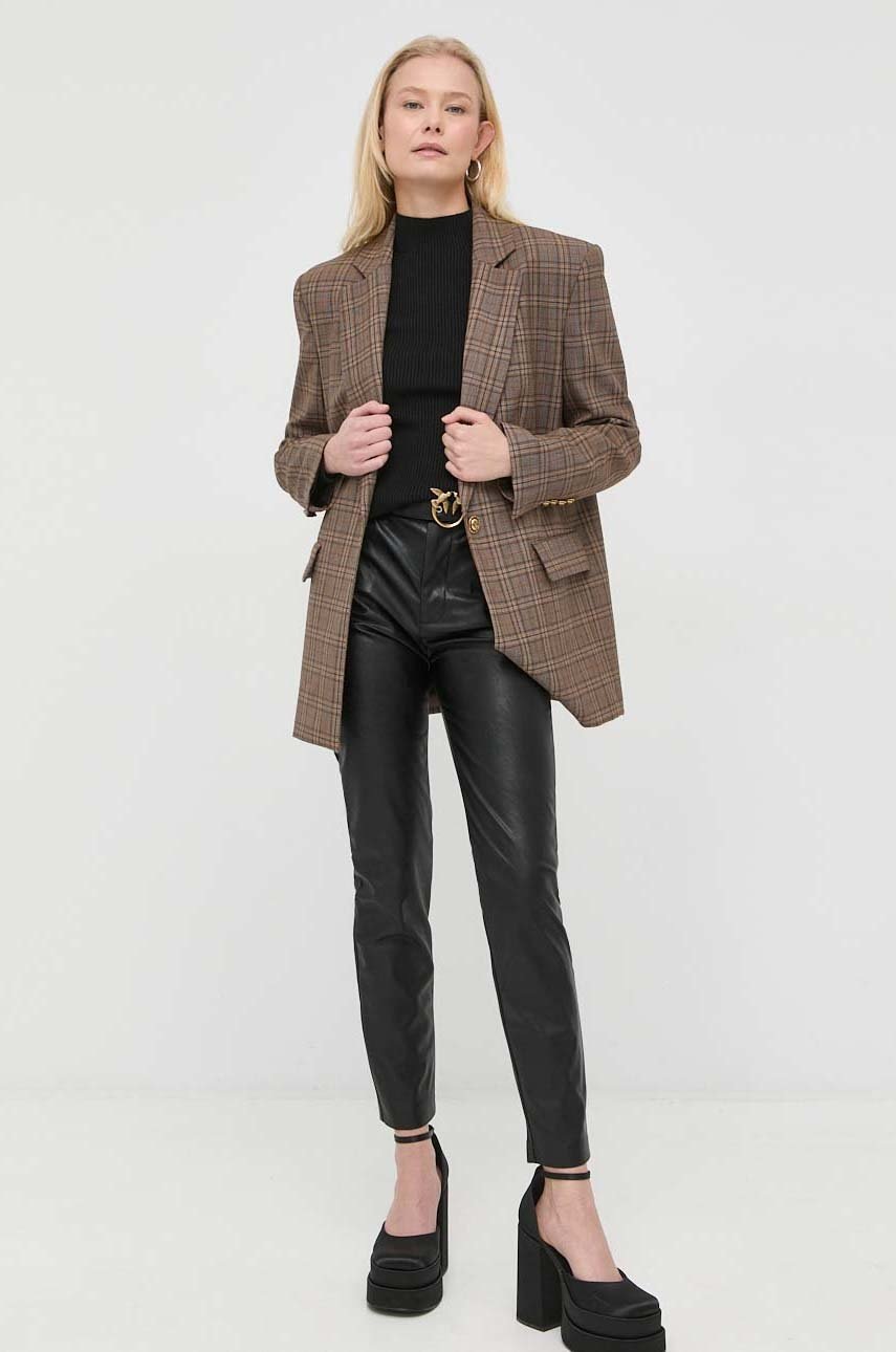 

Панталон Pinko в черно с кройка по тялото, с висока талия, Черен