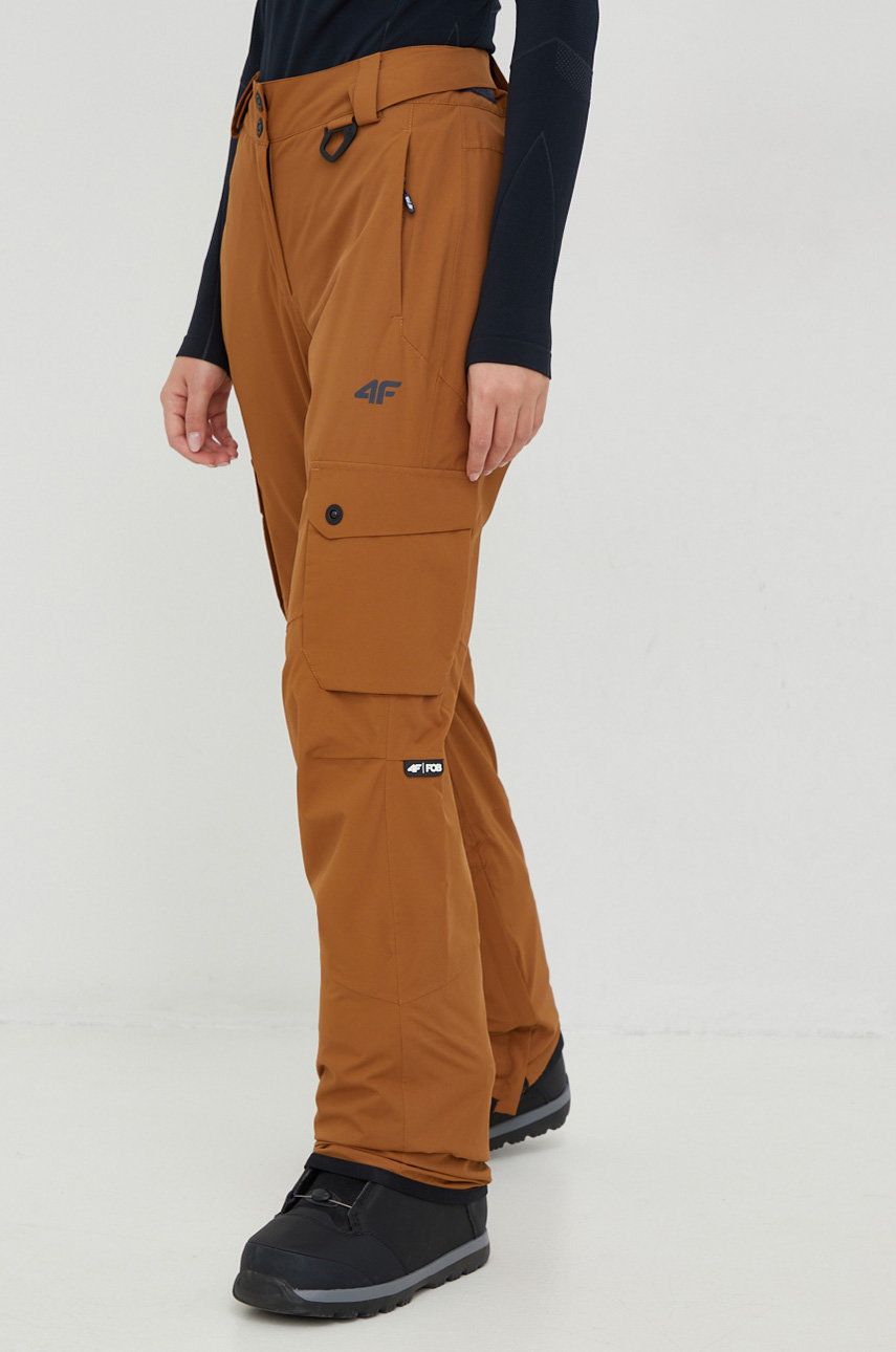 Snowboardové kalhoty 4F hnědá barva - hnědá -  100 % Polyester