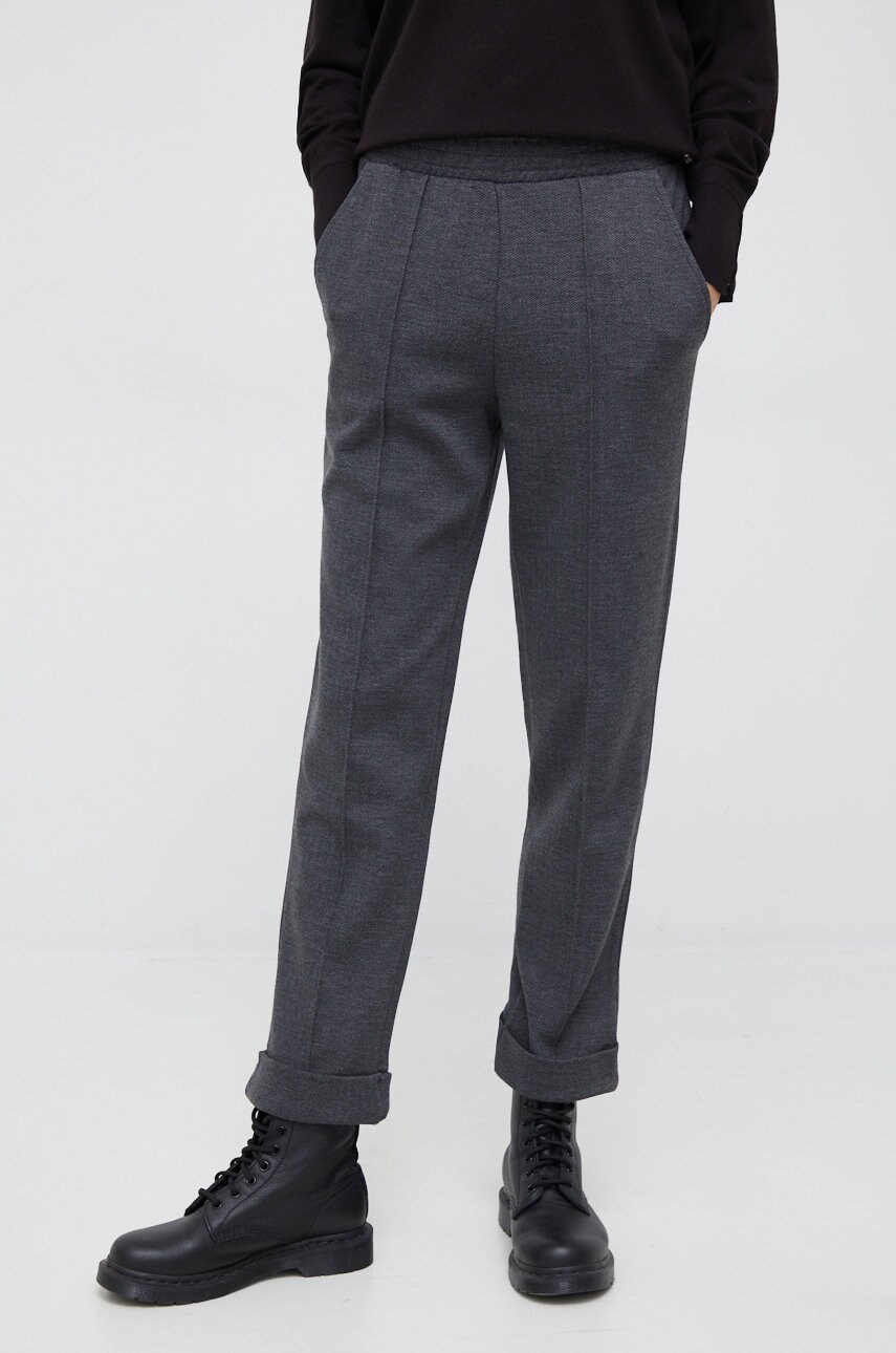 United colors of benetton pantaloni femei, culoarea gri, drept, high waist