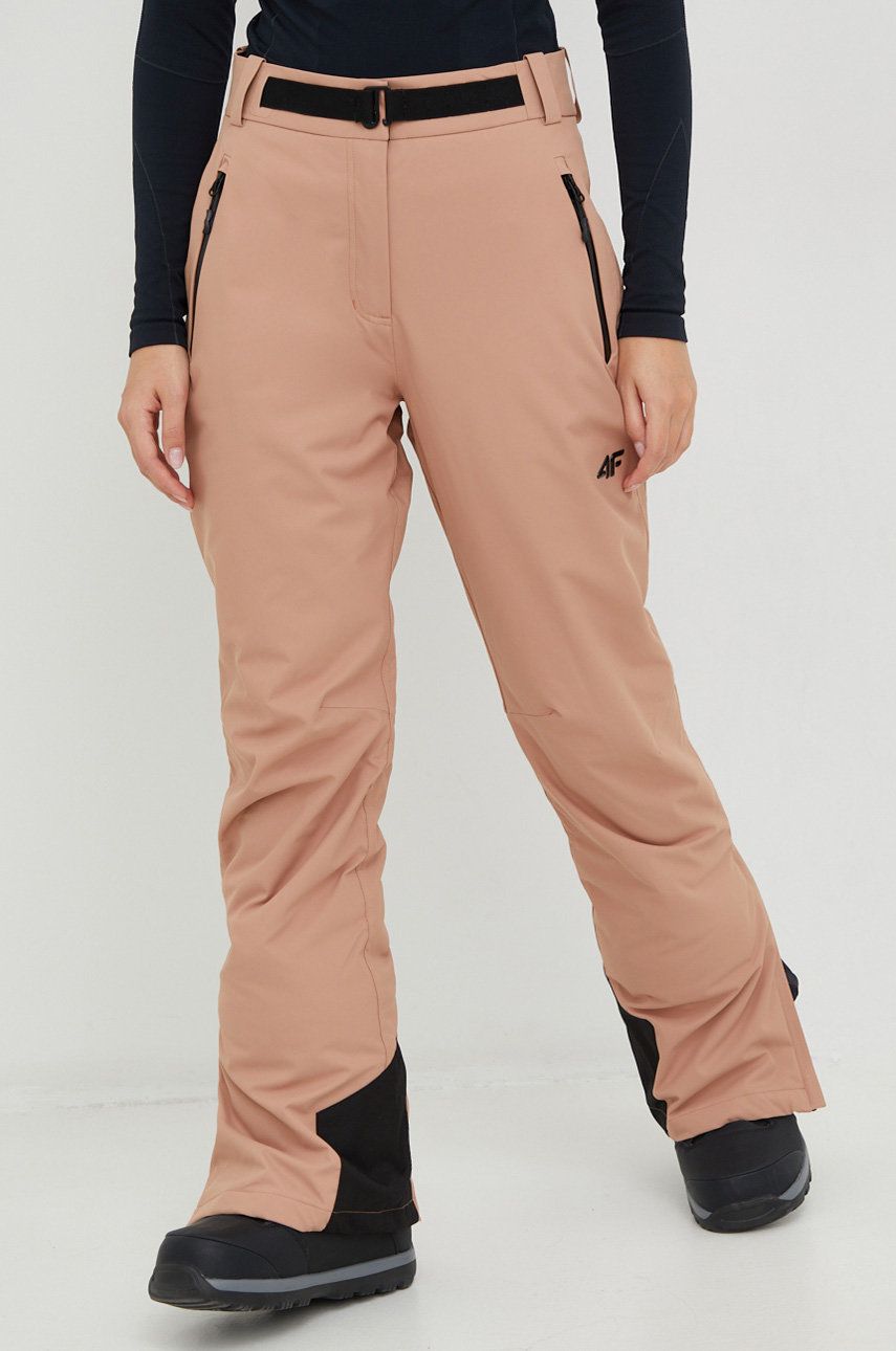 Levně Lyžařské kalhoty 4F béžová barva