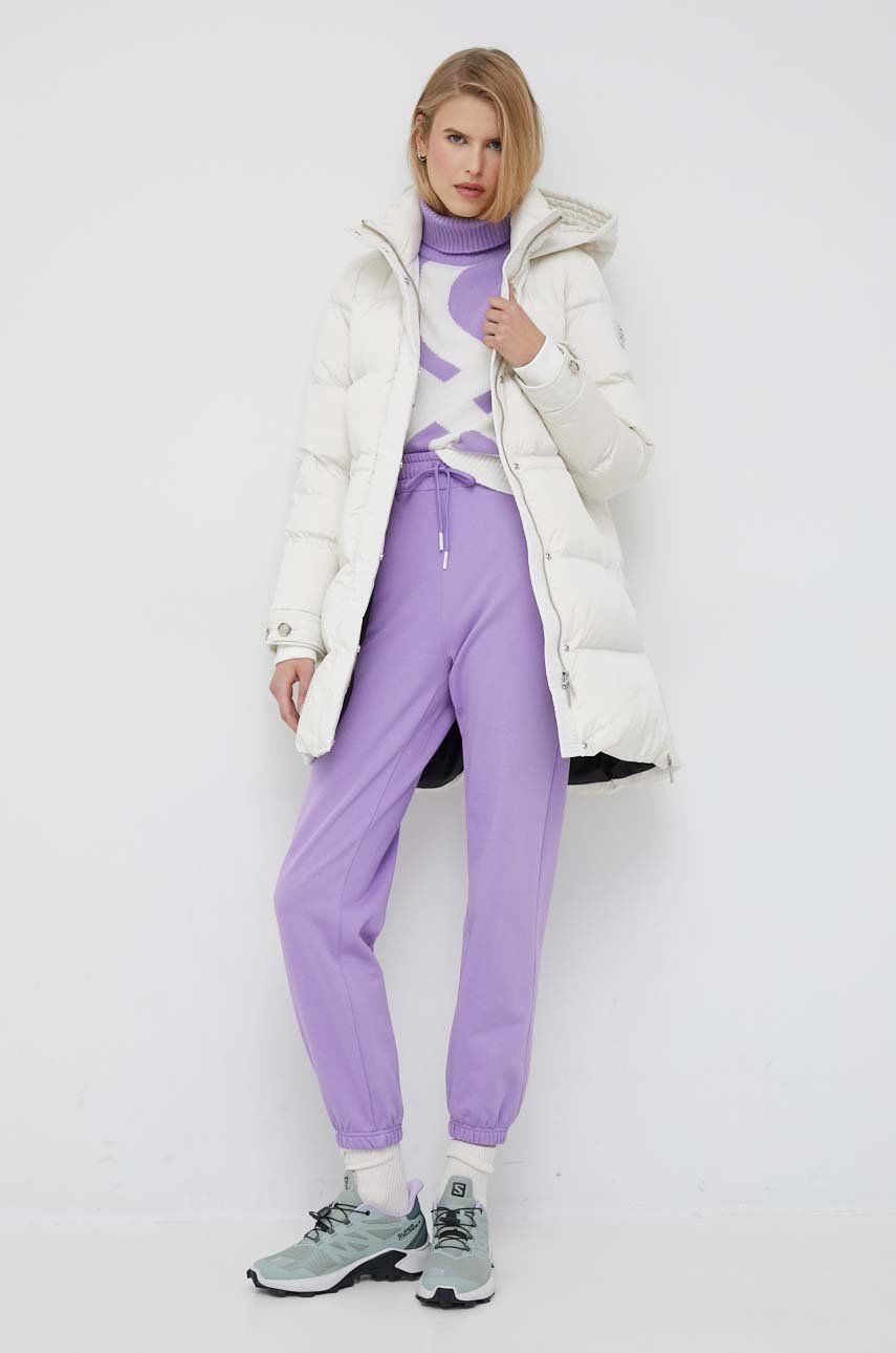 United Colors of Benetton pantaloni de trening din bumbac X Pantone femei, culoarea violet, cu imprimeu answear.ro imagine megaplaza.ro