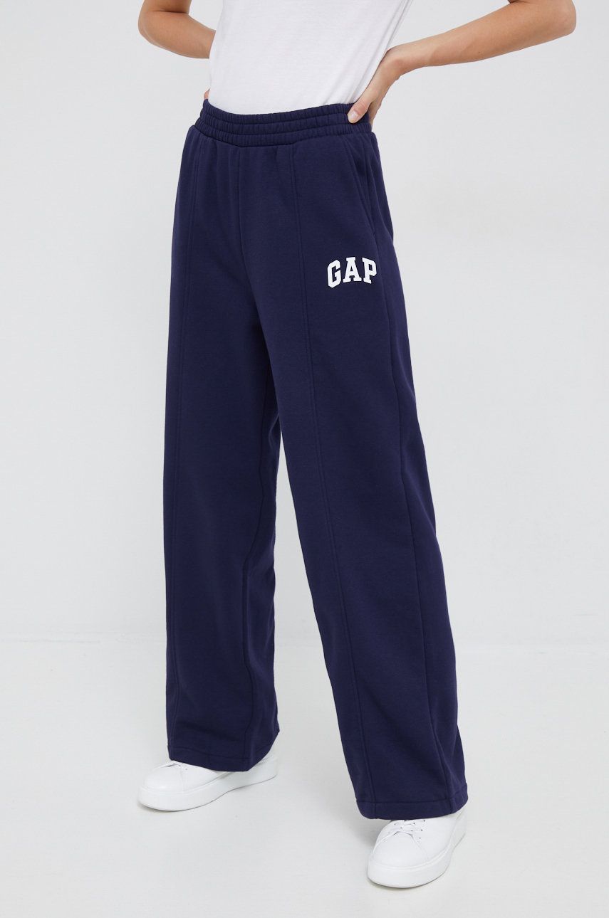 Gap Pantaloni De Trening Femei, Culoarea Albastru Marin, Neted