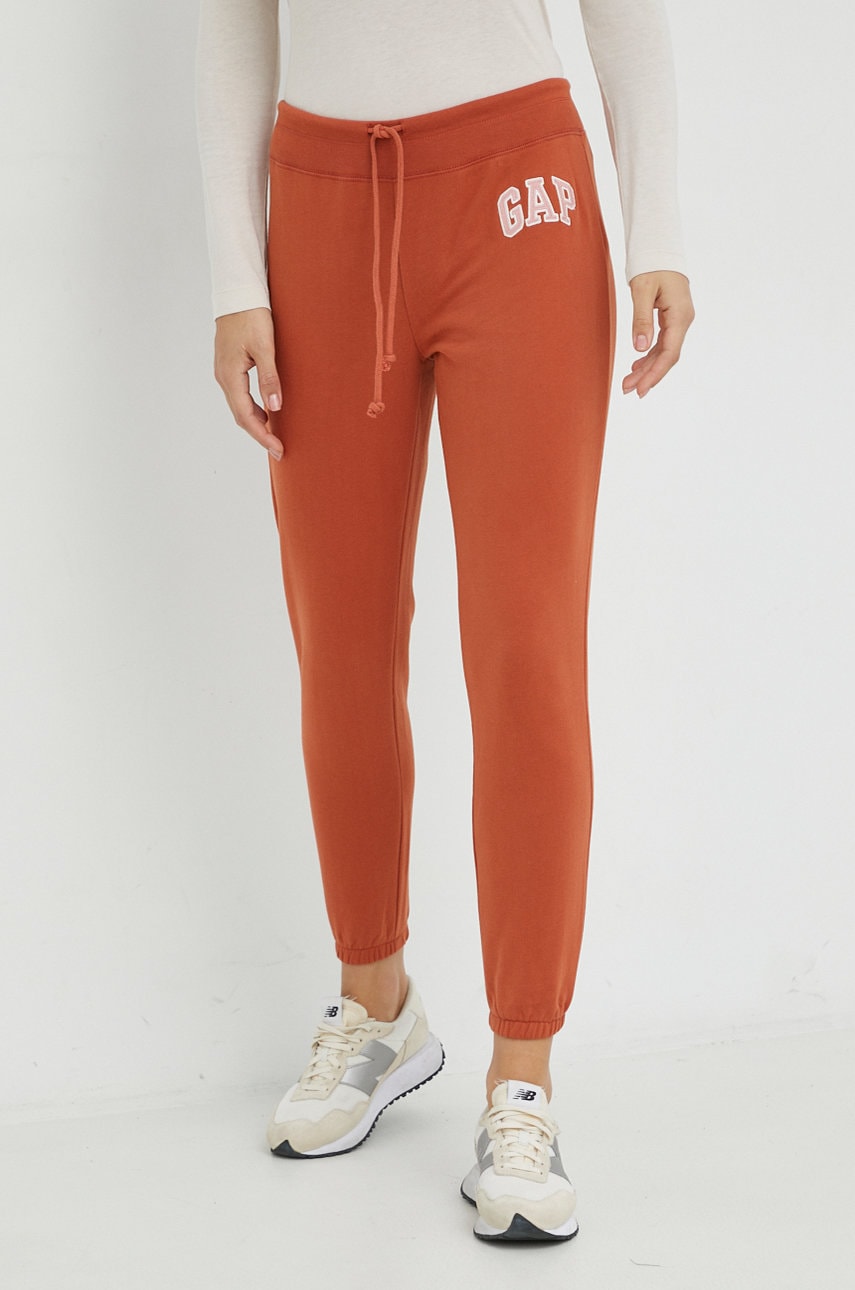 Gap Pantaloni De Trening Femei, Culoarea Rosu, Cu Imprimeu