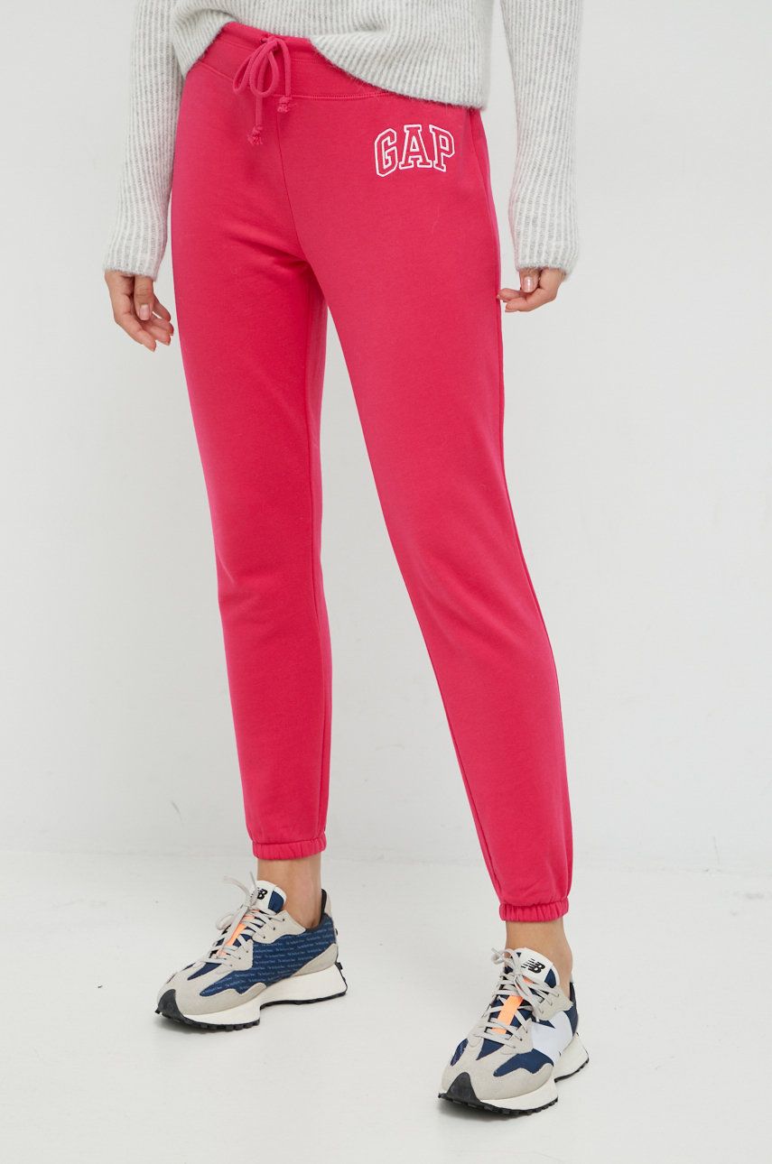 Gap Pantaloni De Trening Femei, Culoarea Roz, Cu Imprimeu
