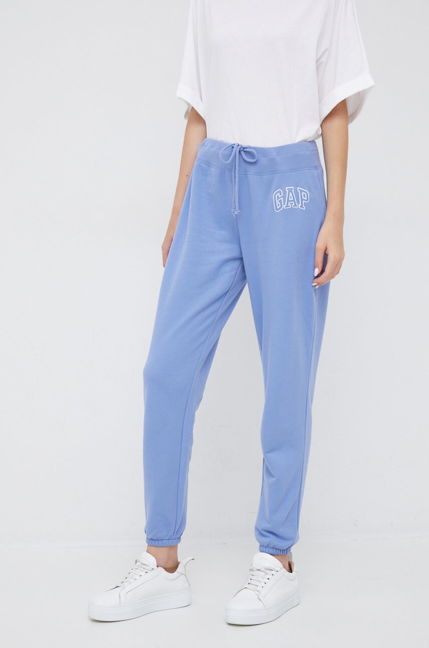 Gap pantaloni de trening femei, culoarea violet, cu imprimeu